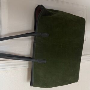Olive Green Suede Tote Bag - Men